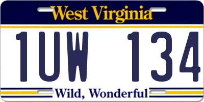 WV license plate 1UW134