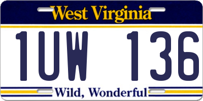 WV license plate 1UW136