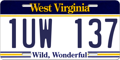 WV license plate 1UW137