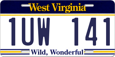 WV license plate 1UW141