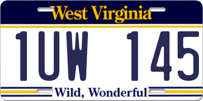 WV license plate 1UW145