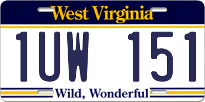 WV license plate 1UW151