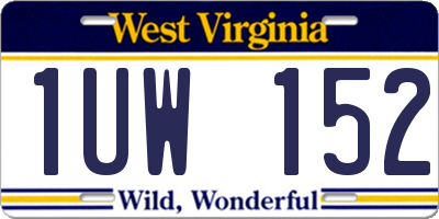 WV license plate 1UW152