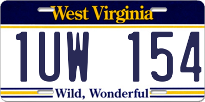 WV license plate 1UW154