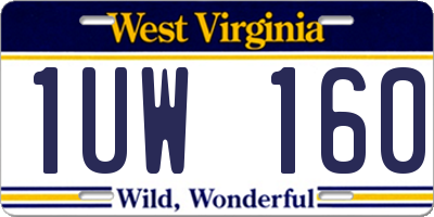WV license plate 1UW160