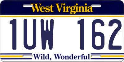 WV license plate 1UW162