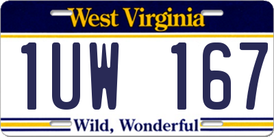 WV license plate 1UW167