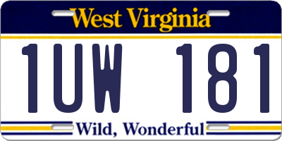 WV license plate 1UW181