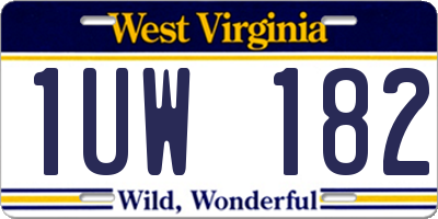 WV license plate 1UW182