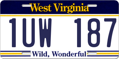 WV license plate 1UW187