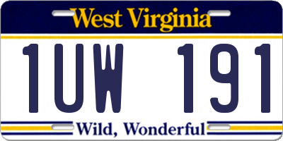 WV license plate 1UW191