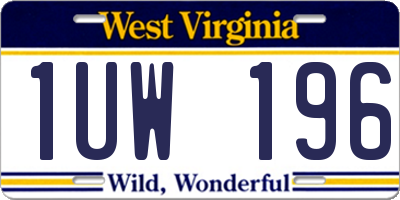 WV license plate 1UW196