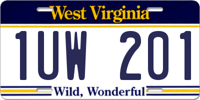 WV license plate 1UW201