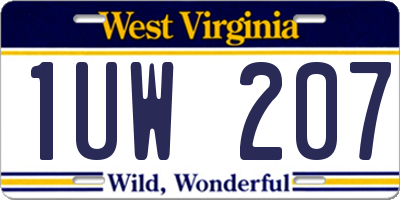 WV license plate 1UW207