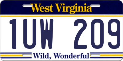WV license plate 1UW209