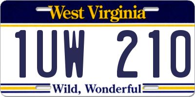 WV license plate 1UW210
