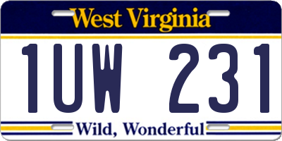 WV license plate 1UW231