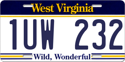 WV license plate 1UW232