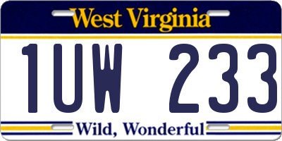 WV license plate 1UW233