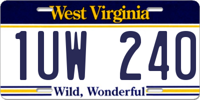 WV license plate 1UW240