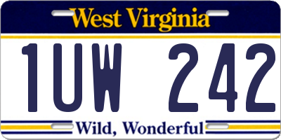 WV license plate 1UW242
