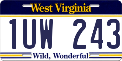 WV license plate 1UW243