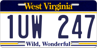 WV license plate 1UW247