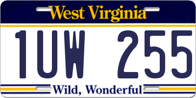 WV license plate 1UW255