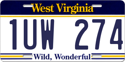 WV license plate 1UW274