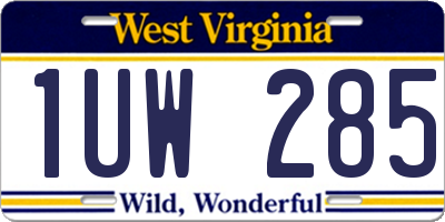 WV license plate 1UW285