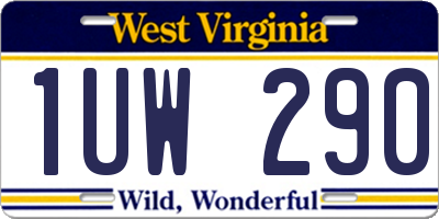 WV license plate 1UW290