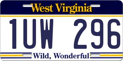 WV license plate 1UW296