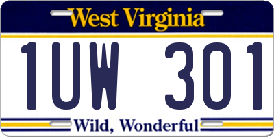 WV license plate 1UW301