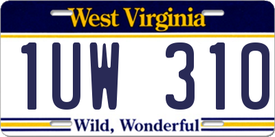 WV license plate 1UW310