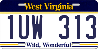 WV license plate 1UW313