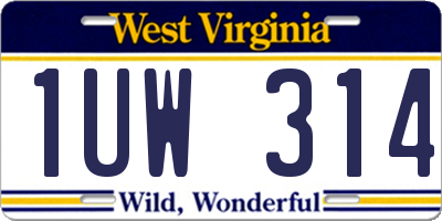 WV license plate 1UW314