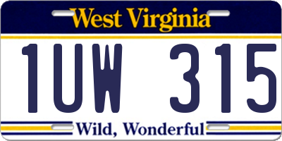 WV license plate 1UW315