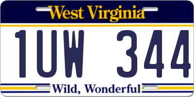 WV license plate 1UW344