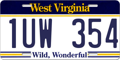 WV license plate 1UW354