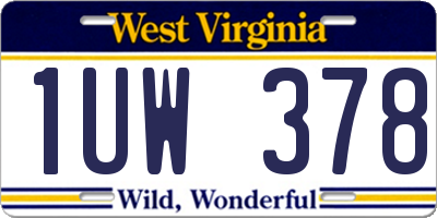 WV license plate 1UW378