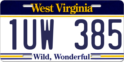 WV license plate 1UW385