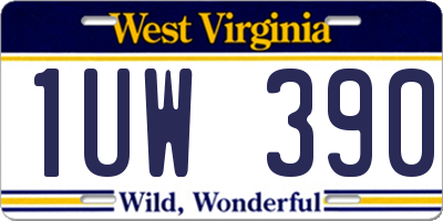 WV license plate 1UW390