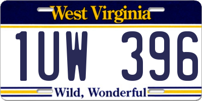 WV license plate 1UW396