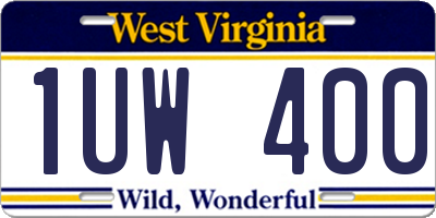 WV license plate 1UW400