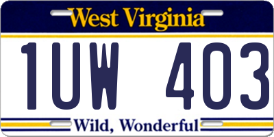WV license plate 1UW403
