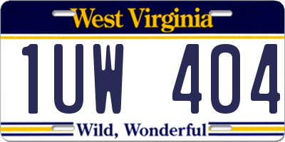 WV license plate 1UW404