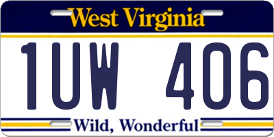 WV license plate 1UW406
