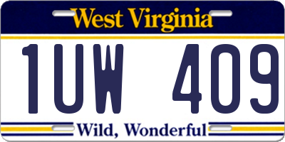WV license plate 1UW409
