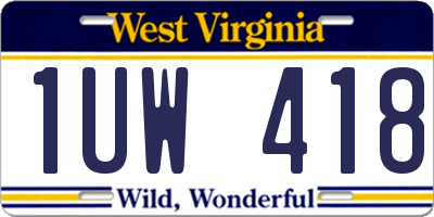 WV license plate 1UW418
