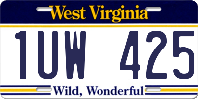 WV license plate 1UW425